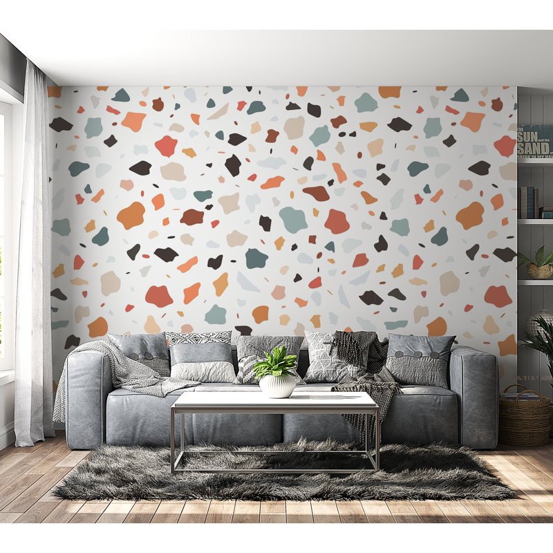 Papier peint mural Premium - motif terrazzo, L 96 po x l 120 po