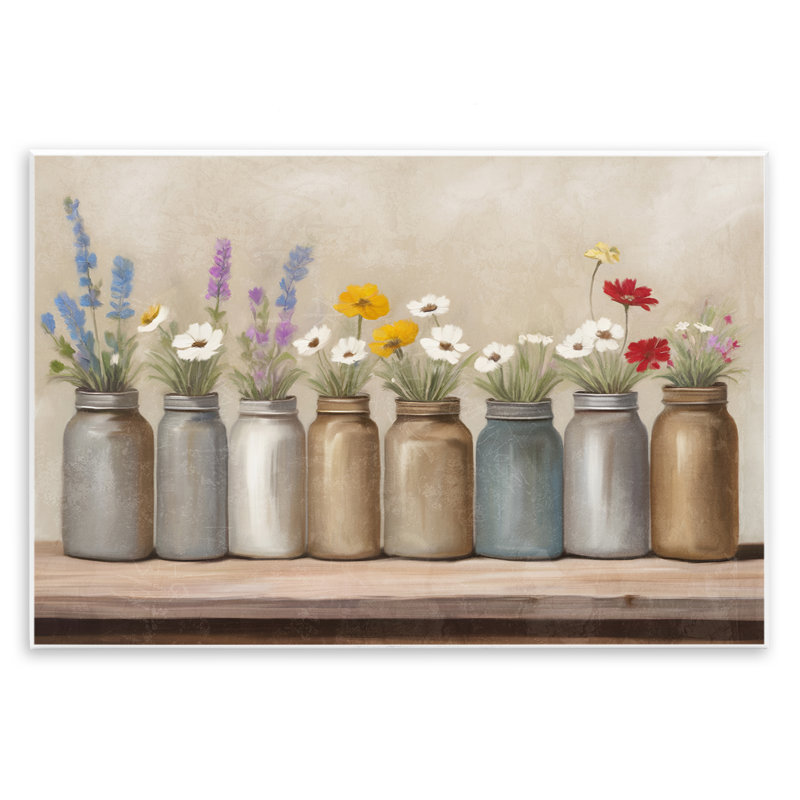 Art mural Jars with Wildflowers par Kim Allen, H 10 po x l 15 po