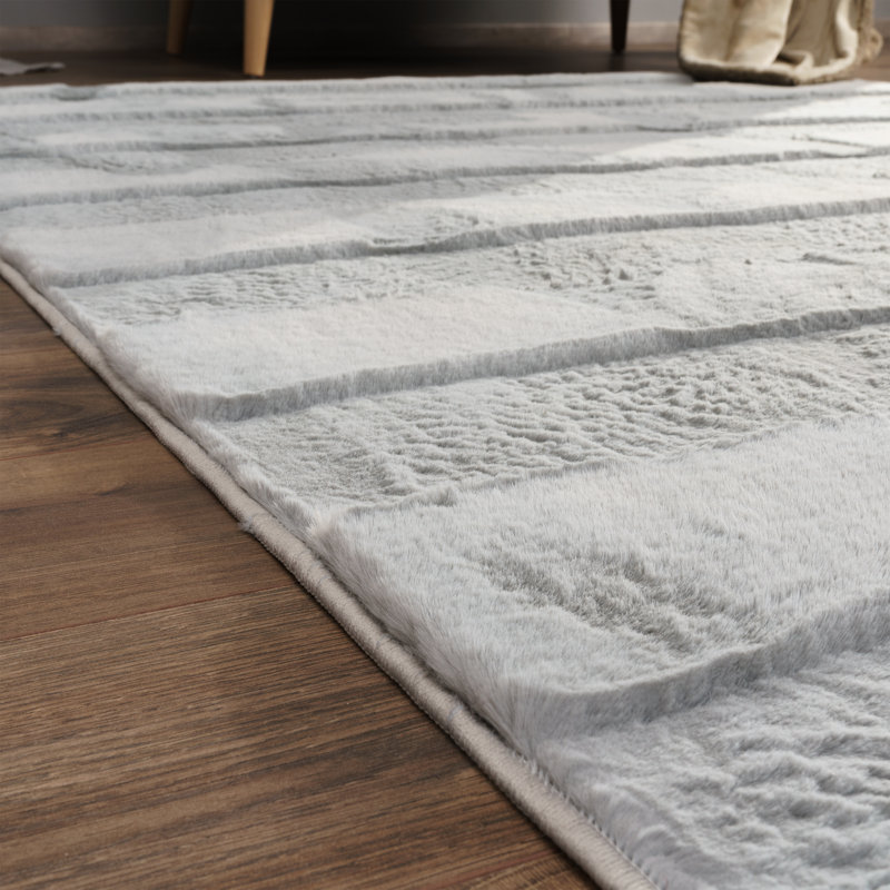 Pranvi Uniform Colour Area Rug, Rectangular 160cm x 220cm, Light Grey