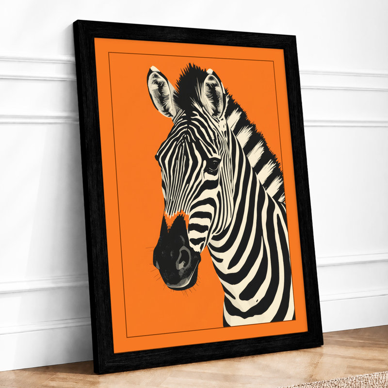 Zebra in Profile Graphic - Framed Print, Black, A3 - 42.0 x 29.7 cm