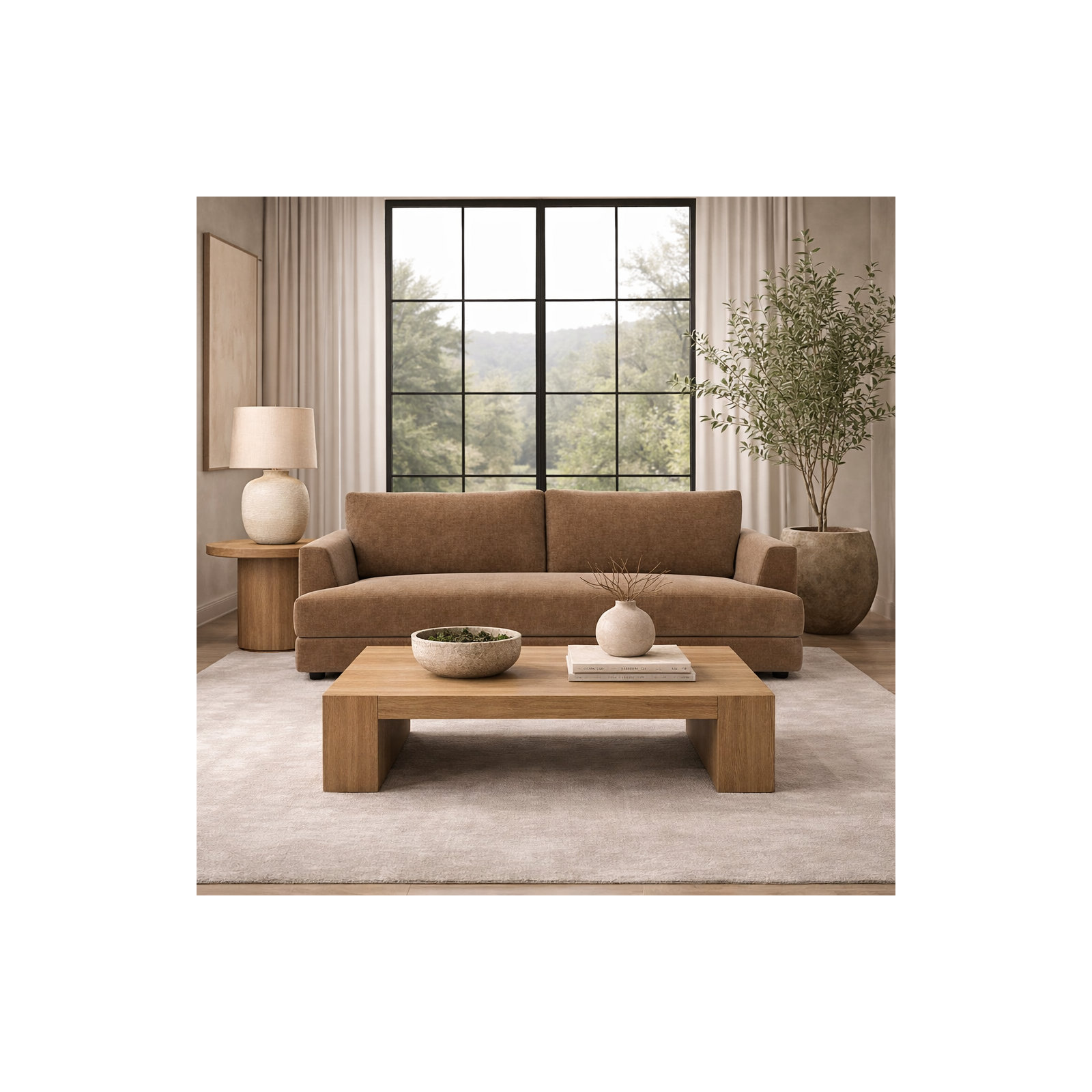 Laguna 96" Upholstered Sofa, Andrew Cognac Performance Chenille