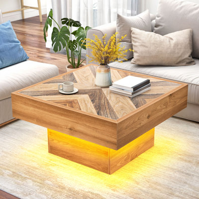 Table basse à DEL avec 2 tiroirs coulissants pour le salon