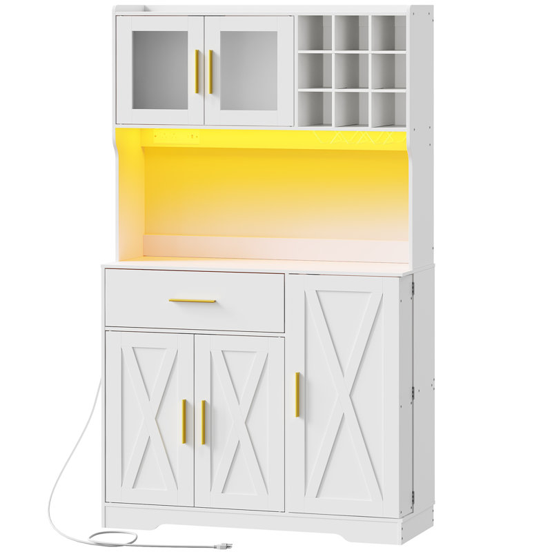 Garde-manger 70,9 po avec 5 portes, tablette à micro-ondes