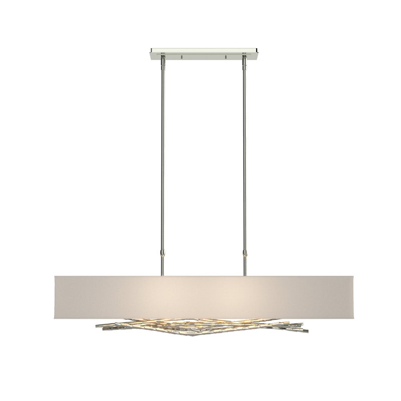 Brindille 4 - Light Kitchen Island Rectangle Pendant, Sterling, Flax