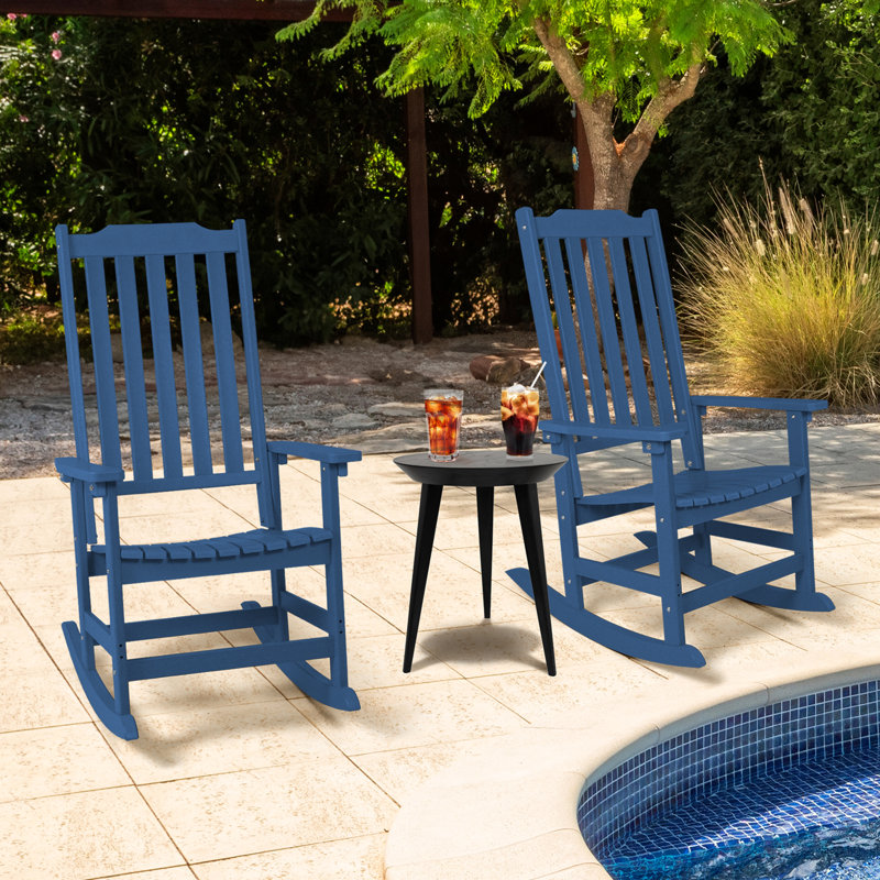 Chaise berçante d'extérieur Bertsche, Bleu, 2