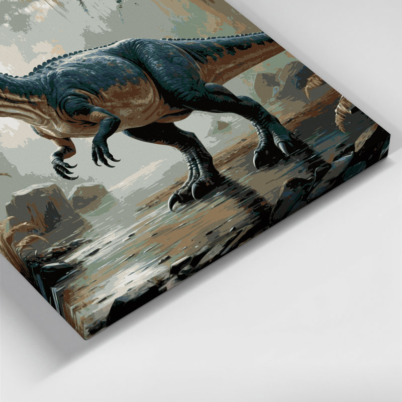 Art mural sur toile vert dinosaure baryonyx, H 16 po x l 16 po