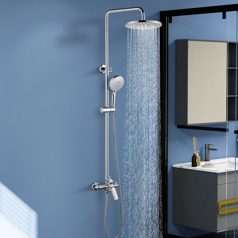 Topcraft Wall-Mounted 10-Inch Rain Shower System With Handheld Faucet，Chrome, Chrome