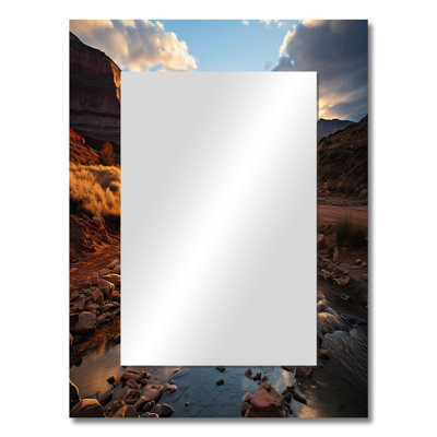 Kronos Sunset In Utah Mountain III - Utah Unique Wall Mirror Decor, Modern Large Mirror, Printed Metal Art