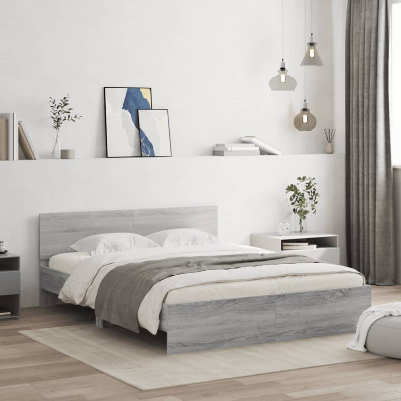 Nobue Bed, Double ( 140 x 190 cm), Smoked Oak