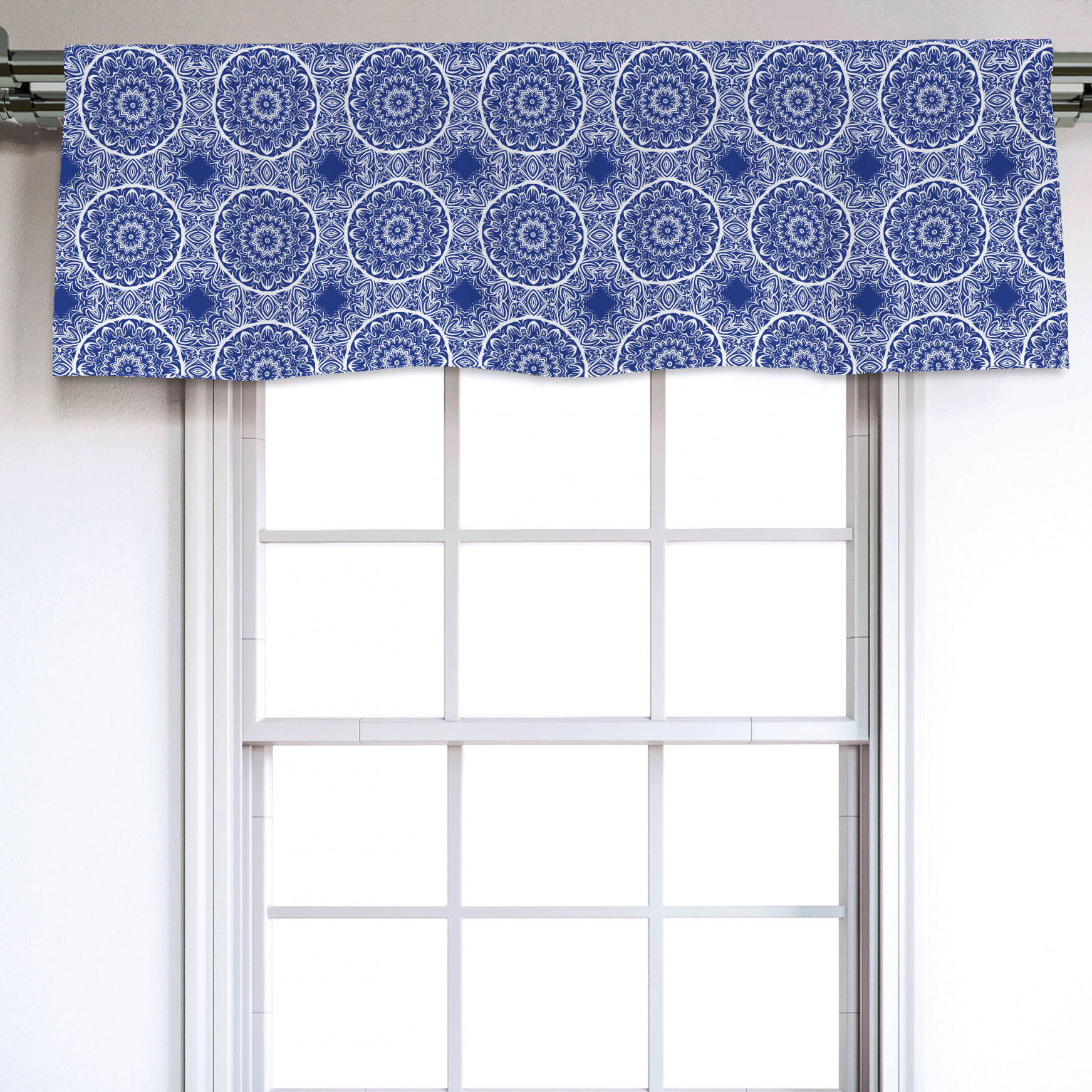 East Urban Home Geometric Sateen Ruffled 54'' W Window Valance in | Wayfair