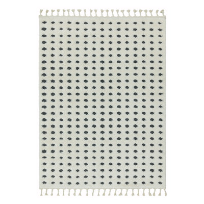 Aubree Dotty Shaggy Cream/Grey Area Rug