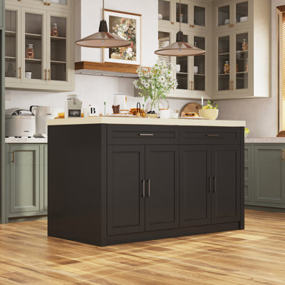 61”W Kitchen Island With 2 Drawer 4 Door