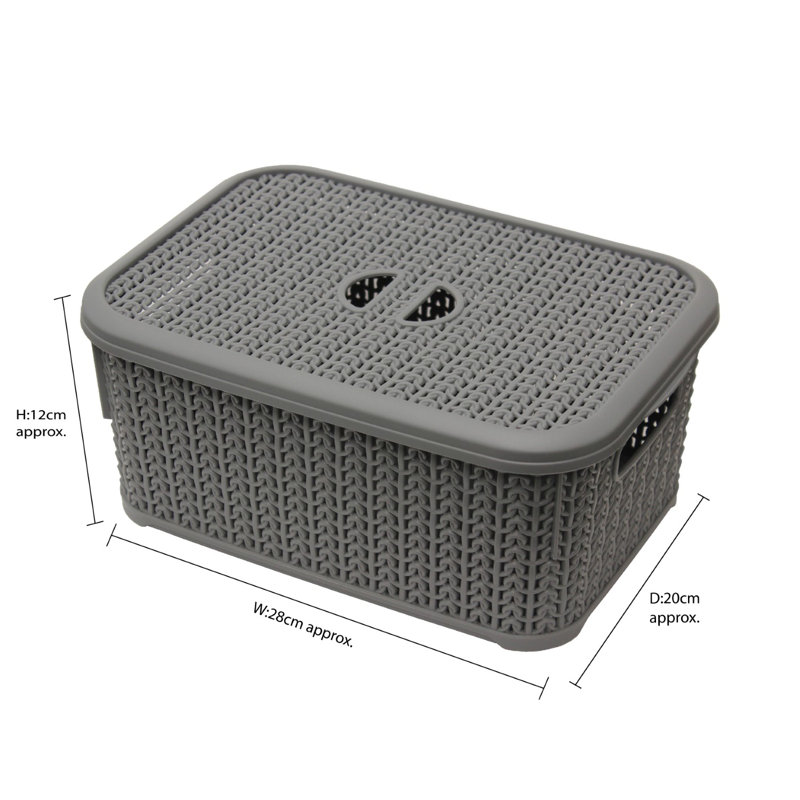 JVL Plastic Decorative Basket, Grey