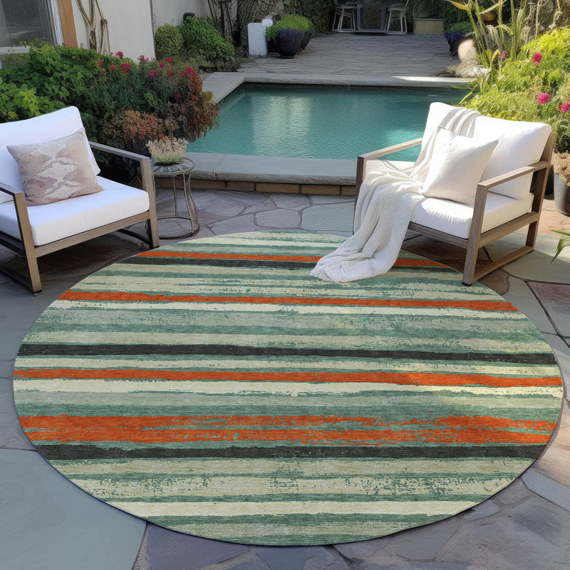 Tapis intérieur / extérieur vert Sylira , 2 pi 6 po x 3 pi 10 po