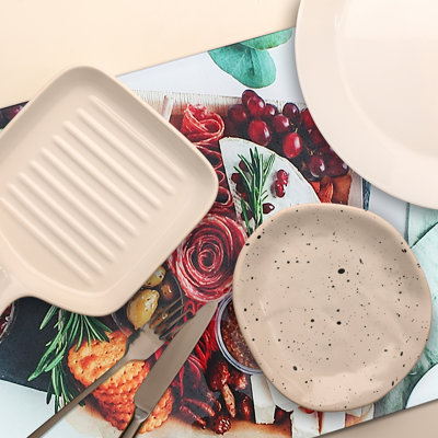 IH Casa Decor Printed Glass Cutting Board Charcuterie Board - Set Of 2
