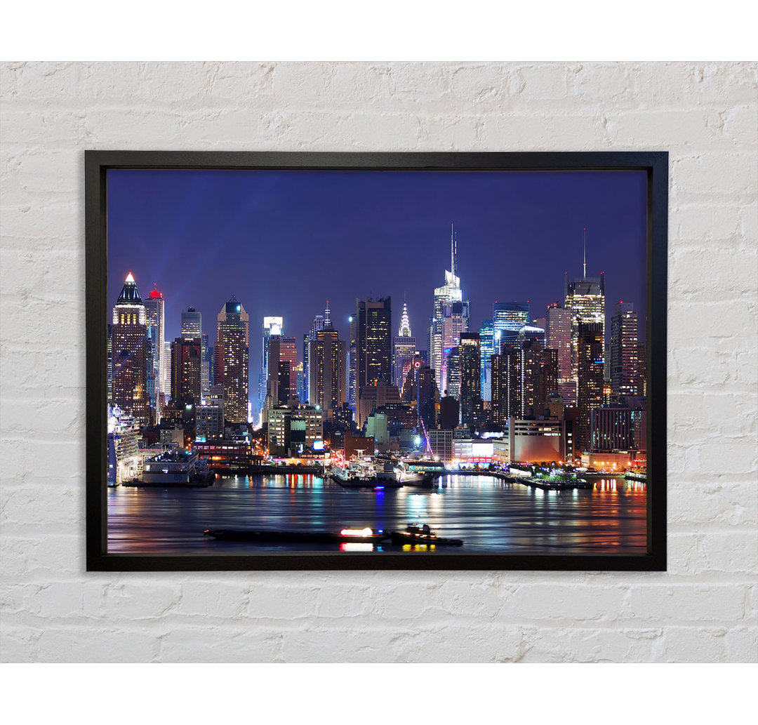 NYC Harbour At Night - Einzelner Bilderrahmen Kunstdrucke auf Leinwand