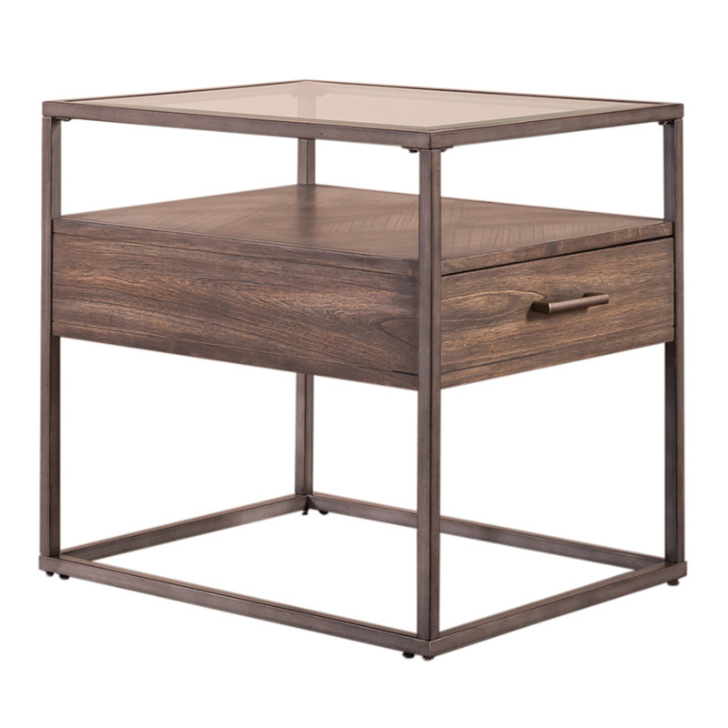 Table de bout avec rangement en verre Locust Grove