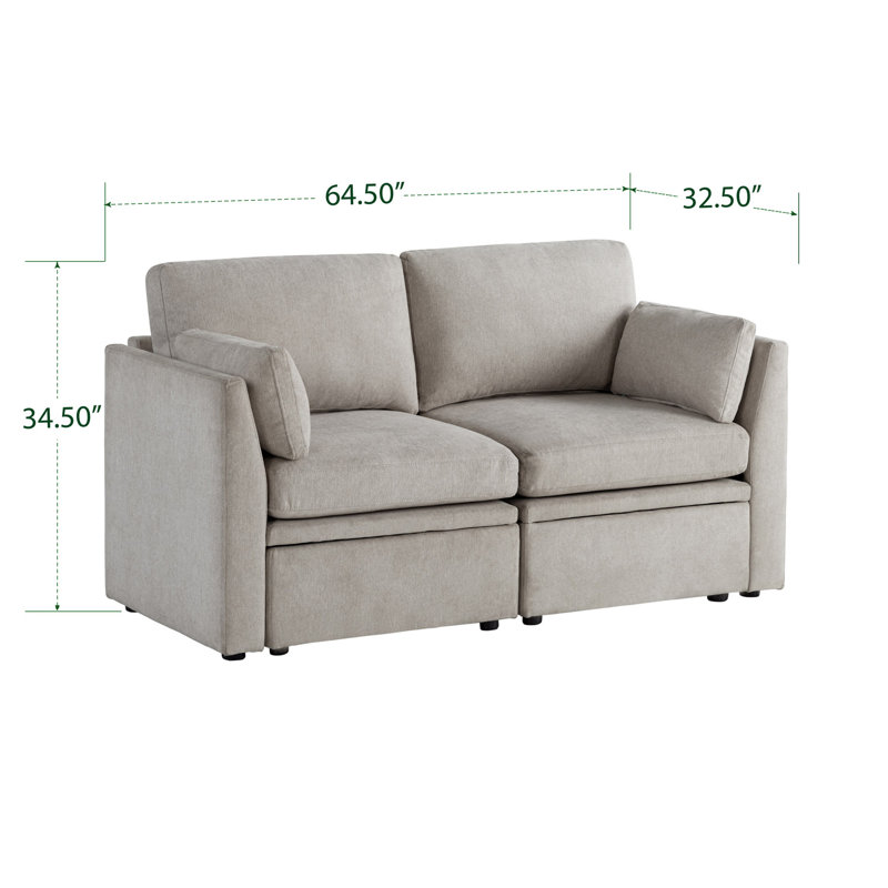 Causeuse modulaire en tissu 2 pièces, Polyester beige
