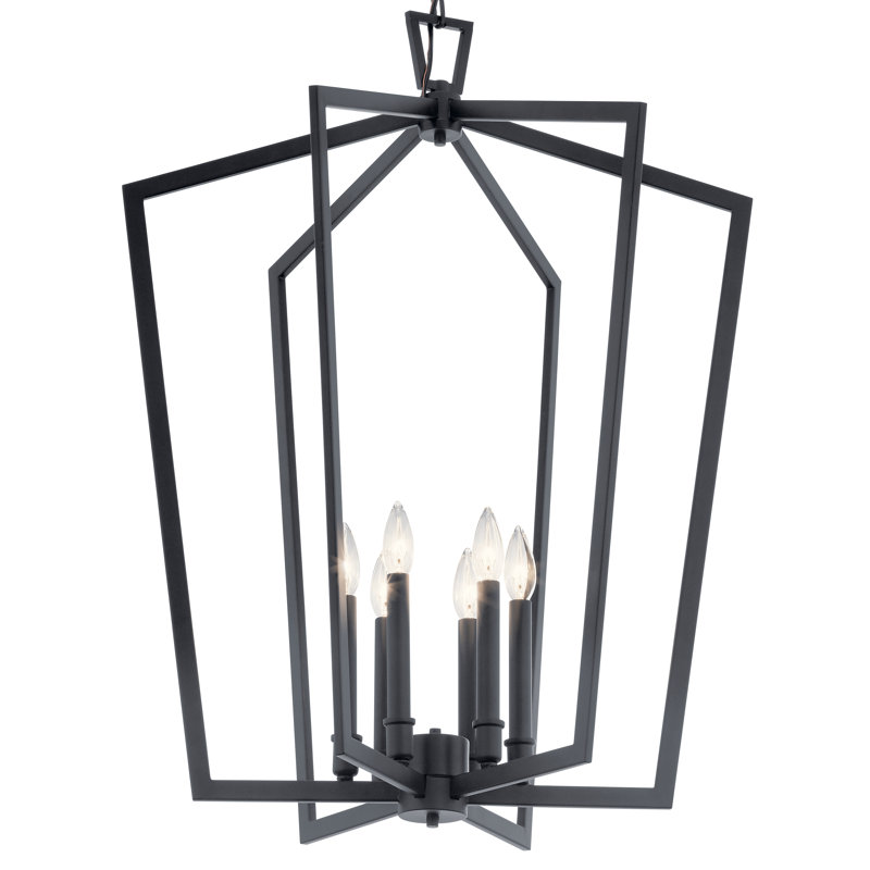 Lustre géométrique à 6 lumières , Noir