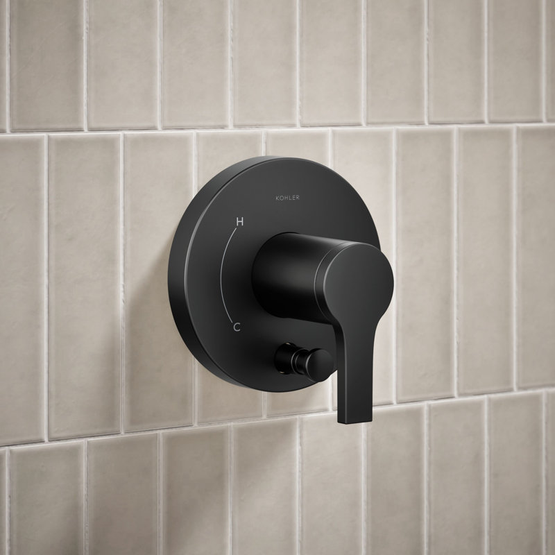 Ensemble de garniture de douche Elate Rite-Temp avec inverseur à bouton-poussoir, 1,75 gal / min, Noir mat