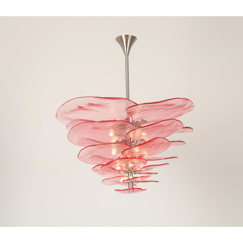 Lustre résidentiel Lilypad, Ambre, Nickel brossé, 16” Diameter x 16” Height