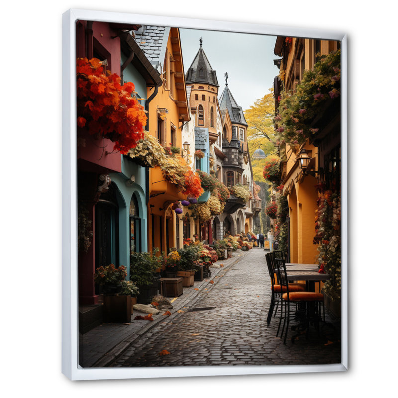 Germany Cologne Old Town II " Germany Cologne Old Town II ", 32" H x 16" W x 1" D, White Floater Framed