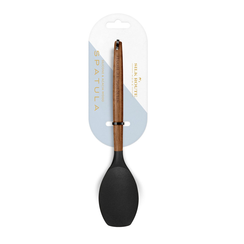 Acacia Wood & Silicone Spatula, Black