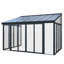 Housse de patio fermée de 10 pi x 14 pi avec 3 portes coulissantes verrouillables, véranda toutes saisons avec cadre en alliage d'aluminium, toit en polycarbonate et système de panneau de panneau d'endurance en PC solide et transparent pour terrasse de jardin