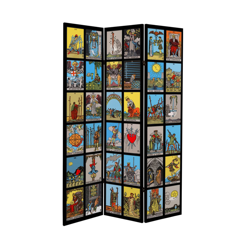Mulfo Mystic Tarot Canvas Room Divider, 71" H x 47.25" W x 1" D
