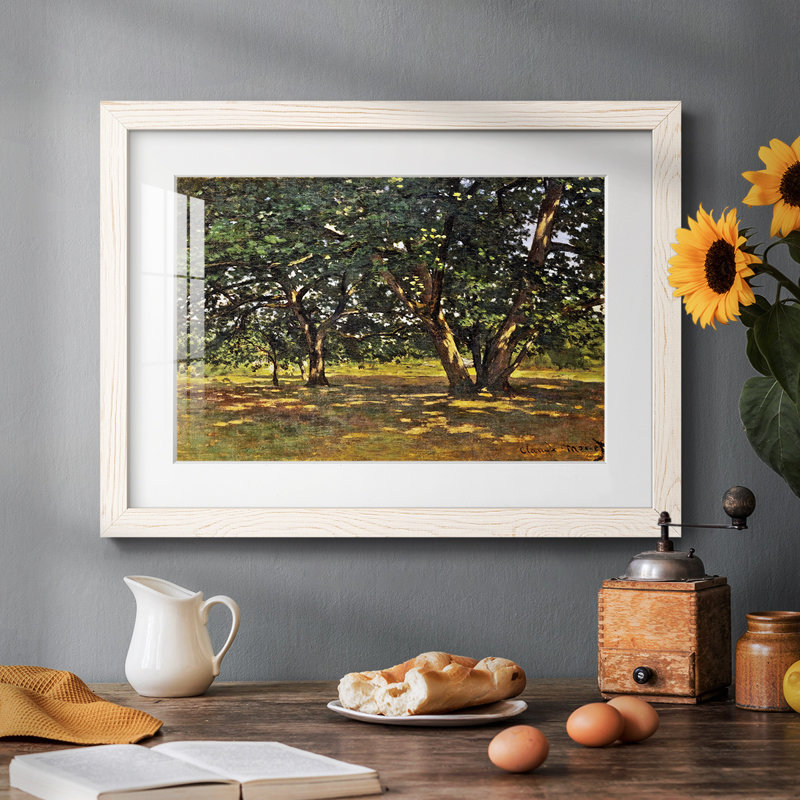 Forêt de Fontainebleau, 1865 - Reproduction encadrée rustique avec tableau mat, Blanc, H 26 po x l 38 po