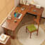 Bureaux en bois massif en L noyer-108205578-108205581