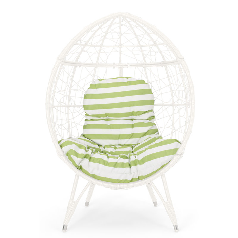 Wednesbury Egg Chair, White Frame/Green Cushion