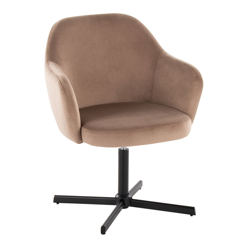 Braylee Swivel Accent Chair, Brown Velvet, Black