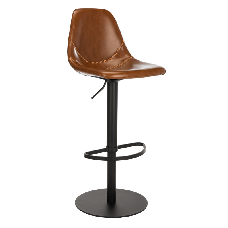 Safeta Swivel Upholstered Adjustable Height Counter Stool, Cognac