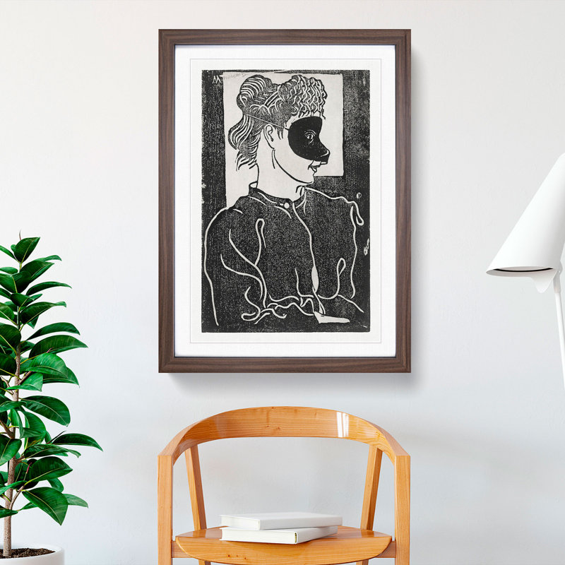 Masked Woman Vol.1 by Samuel De Mesquita - Picture Frame Painting, 36cm H x 27cm W x 2cm D, Walnut Framed