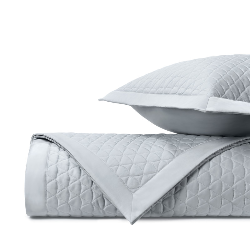 Anastasia Quilted Sateen Coverlet Set, Twin Coverlet/Bedspread + 1 Sham, Blue Gray