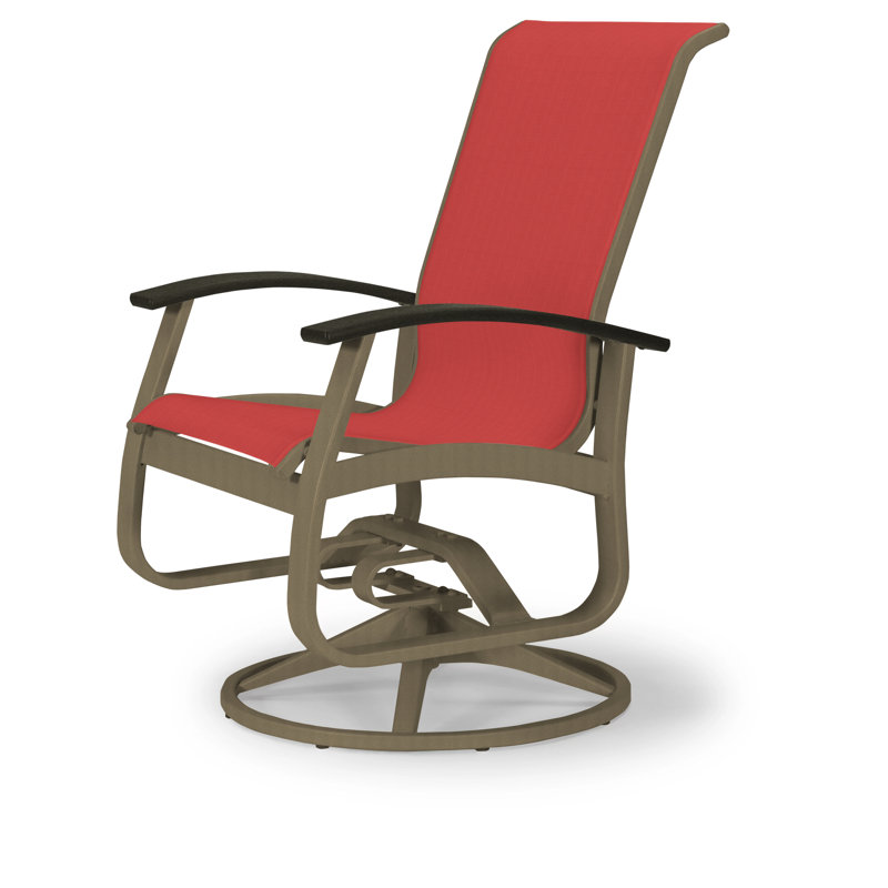 Chaise de patio pivotante Askar, Rouge 1D Sunbrella®, Noir P70, Bois de plage texturé