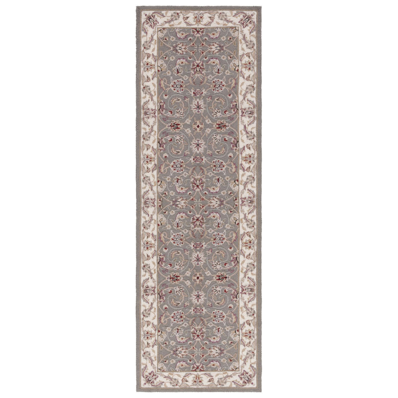 Hollander Hand Hooked Wool Taupe/Ivory Rug, Runner 3' x 8'