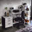 Bureau d'écriture, blanc antique et noir avec tablette supérieure-1554106036