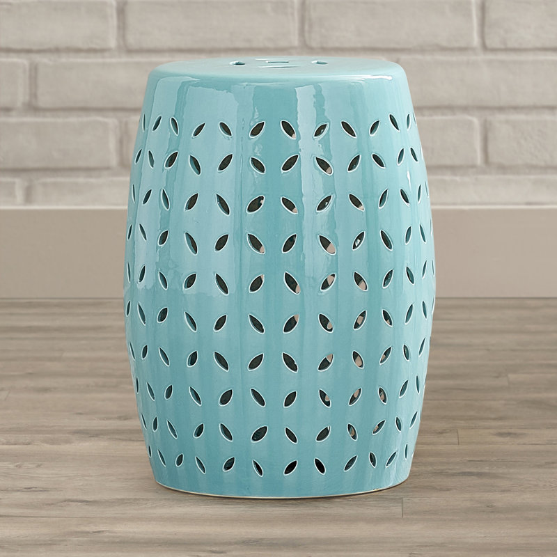 Tabouret de jardin en céramique Feliciana, Turquoise clair