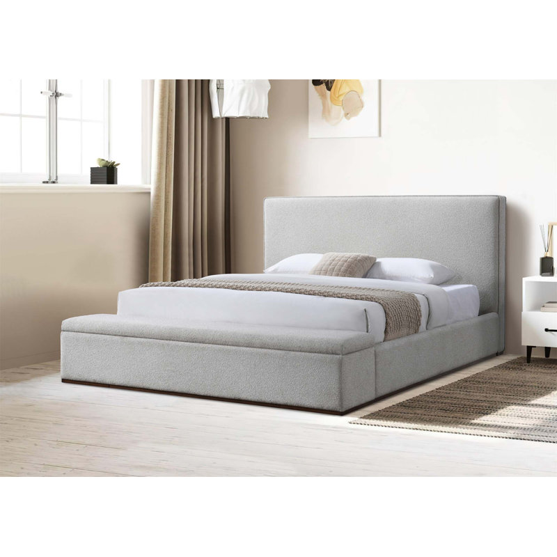 Lit oriental en lin Boxter avec rangement spacieux, aucun sommier requis, durable et élégant pour les chambres modernes