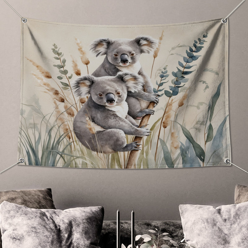 Tapisserie «Koalas on Branch» - Koala, H 104 po x 88 avec 4 œillets