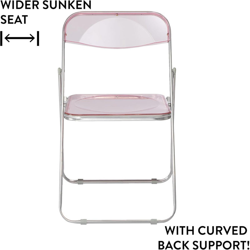 Chaise pliante en acrylique transparent avec structure chromée, Rose