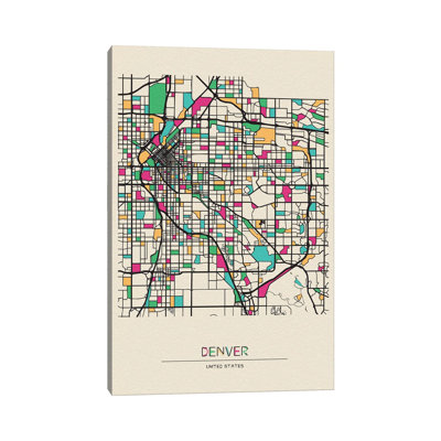 «Denver, Colorado Map» par Ayse Deniz Akerman - impression sur toile tendue