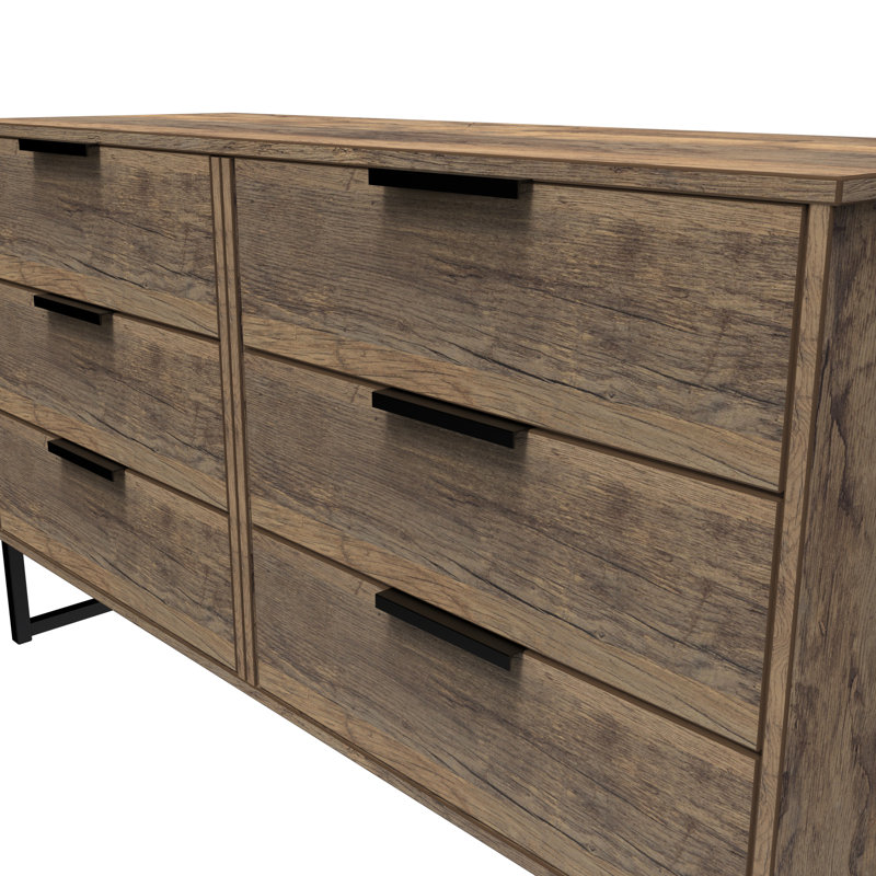 Bisceglia 115 cm W Chest of 6 Drawers, Brown