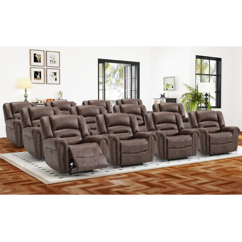 Ensemble de cinéma maison inclinable et surdimensionné 39,8 po Merion, Marron foncé