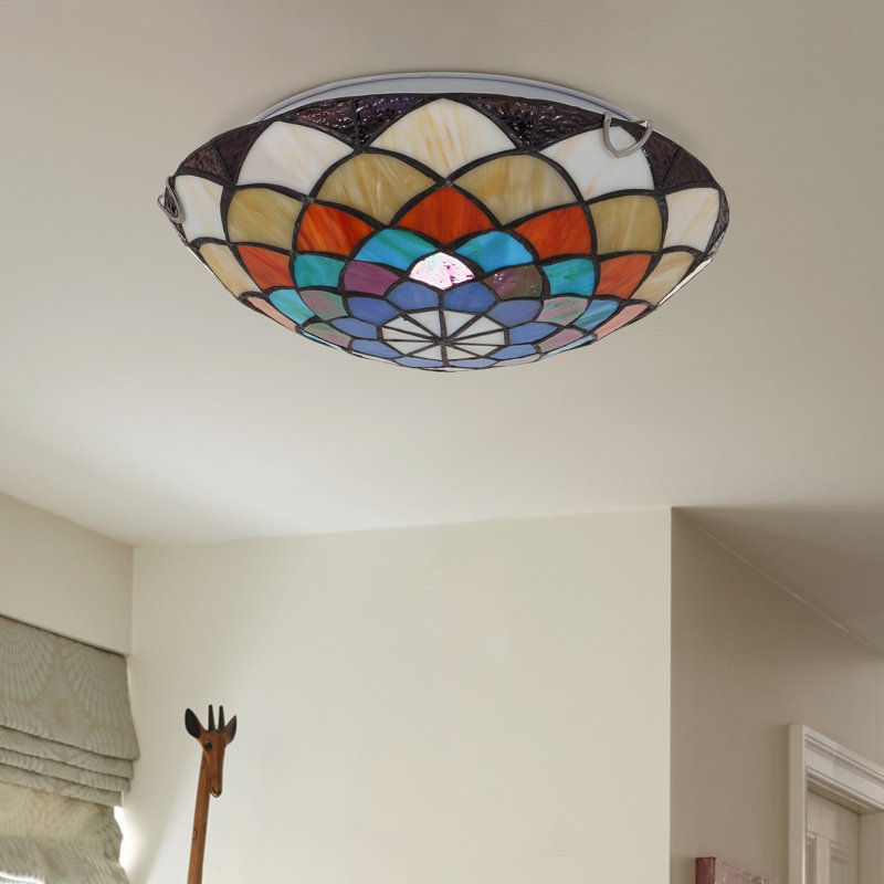 Plafonnier encastré 12 "à 2 lumières en vitrail Tiffany