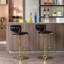 Ensemble de 2 tabourets de bar, avec repose-pieds chromé et base pivotante réglable en velours-125536140