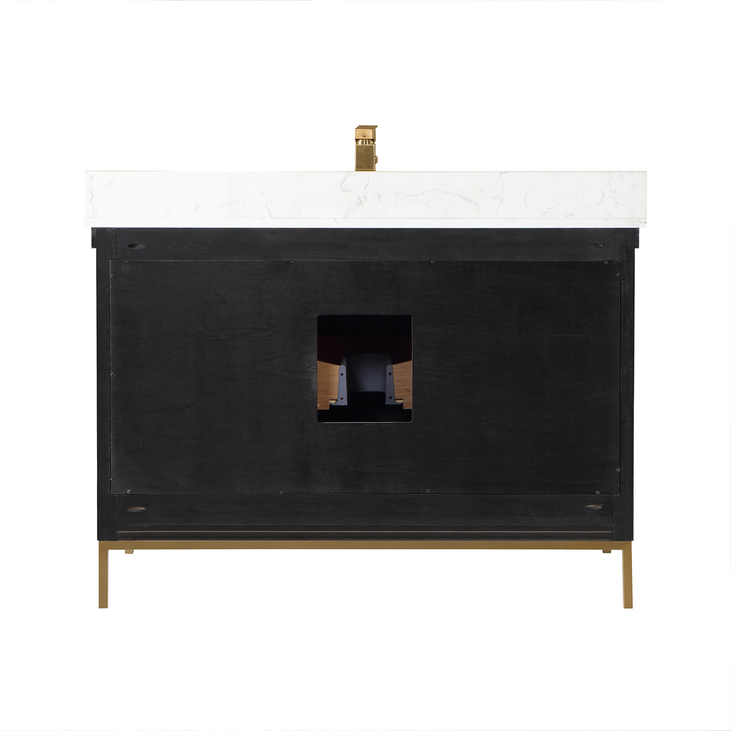 Kesia 48 " Single Bathroom Vanity, Black, Gold