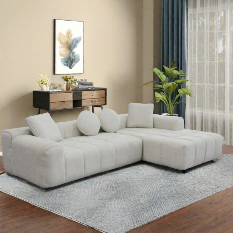L Shaped Modular Sofa ,No Assembly Required, Light Gray Fabric